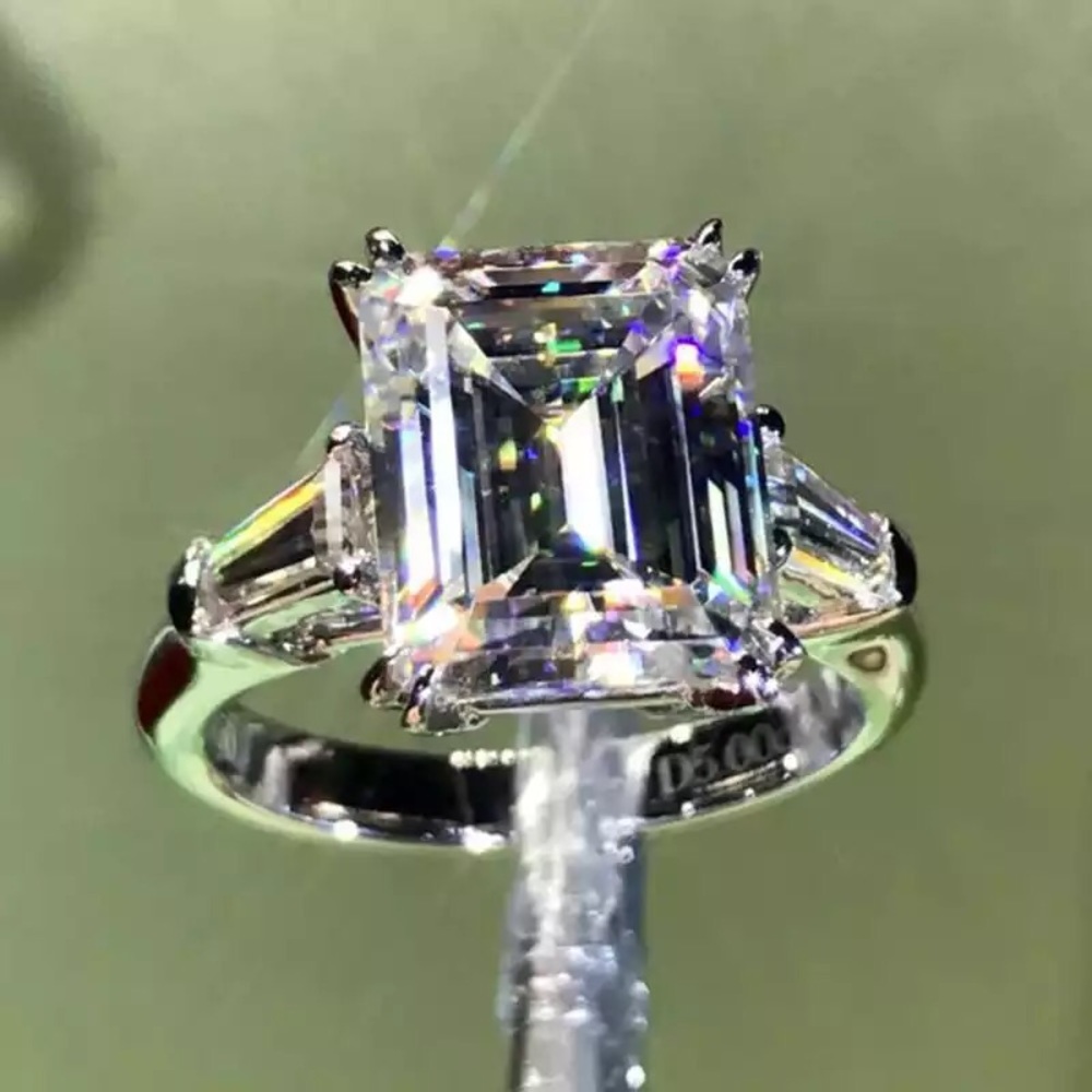 3CT Emerald Cut Solitaire Engagement Ring
